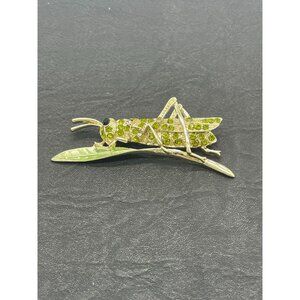 Alilang Green Rhinsteone Grasshopper Brooch Pin Costume Jewelry-AS IS